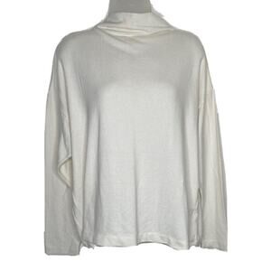 Uniqlo Women’s Ivory Mock Neck Long Sleeve Pullover Sweater Size Large Knit Top‎
